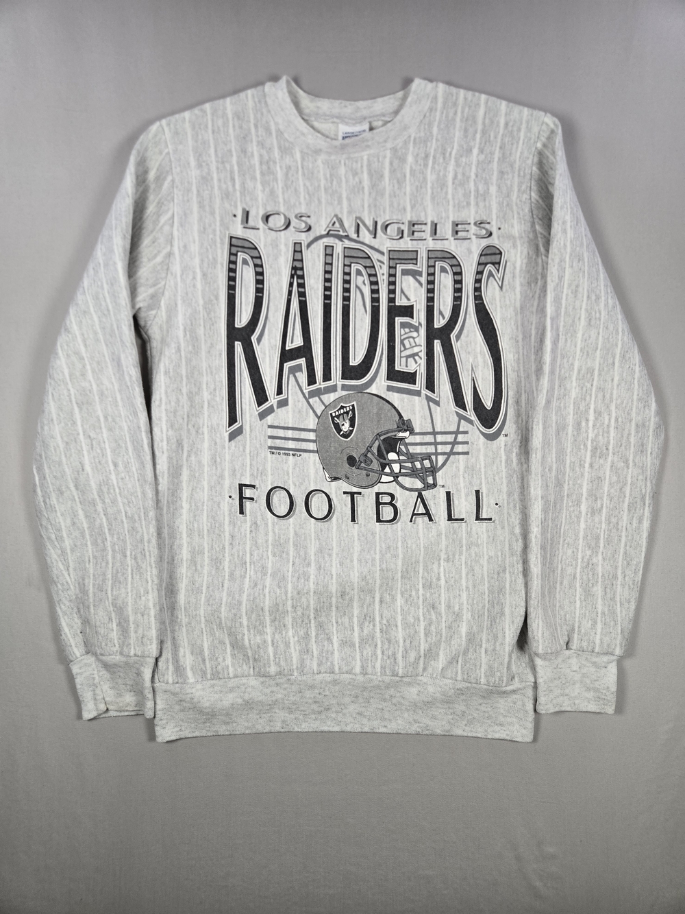 Vintage 90s Los Angeles Raiders 1993 Football Striped Sweatshirt Youth L 14/16